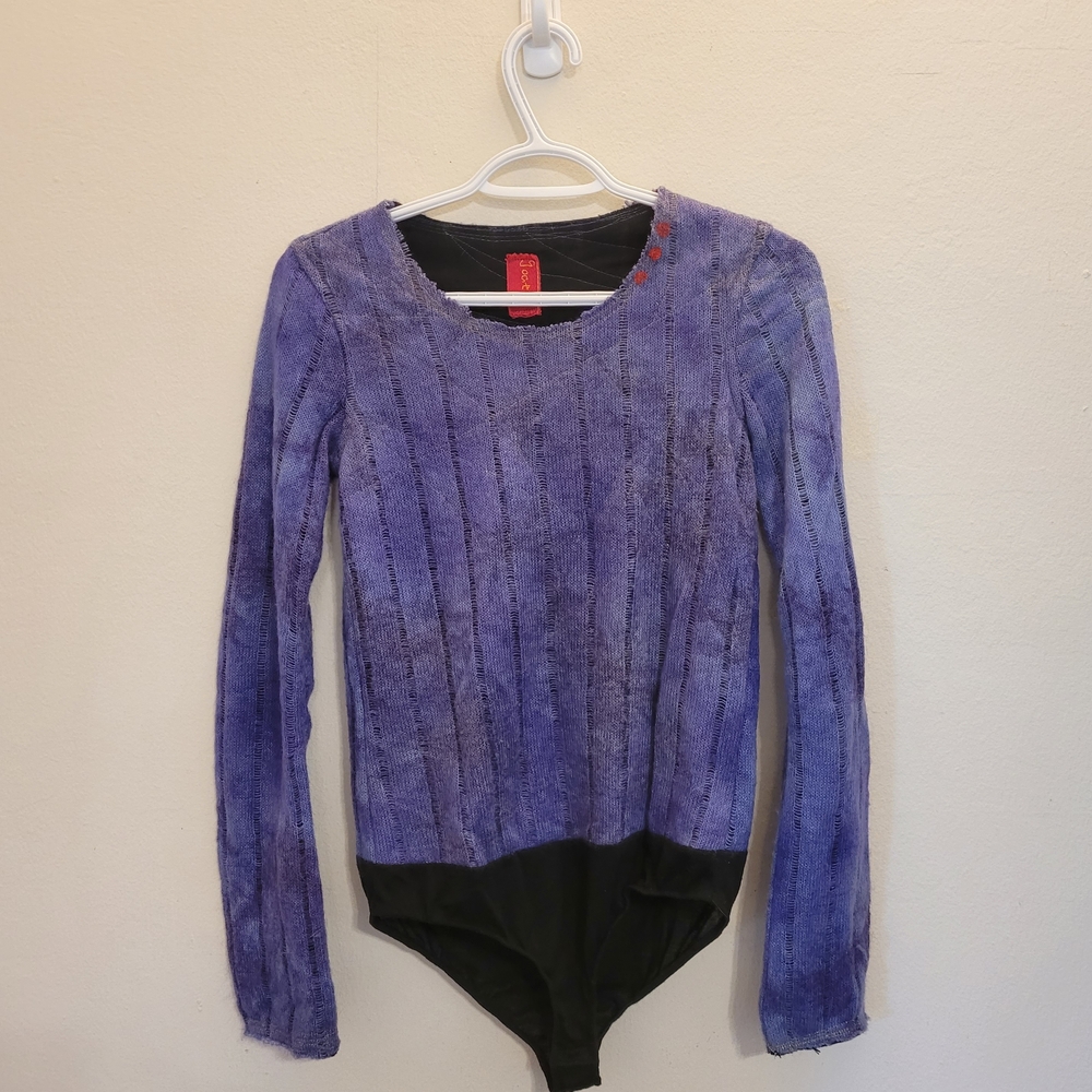Purple and Black goat Bodysuit with a Retro Vibe